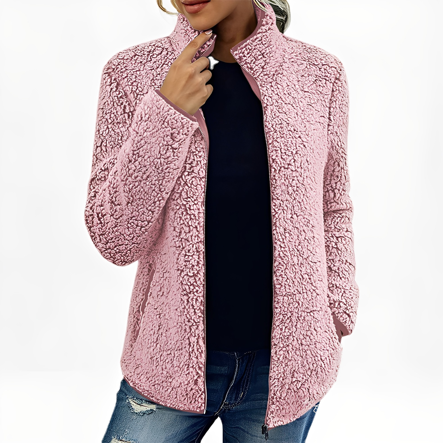 Alethea - Elegantní fleece-sametový kabát pro dámy