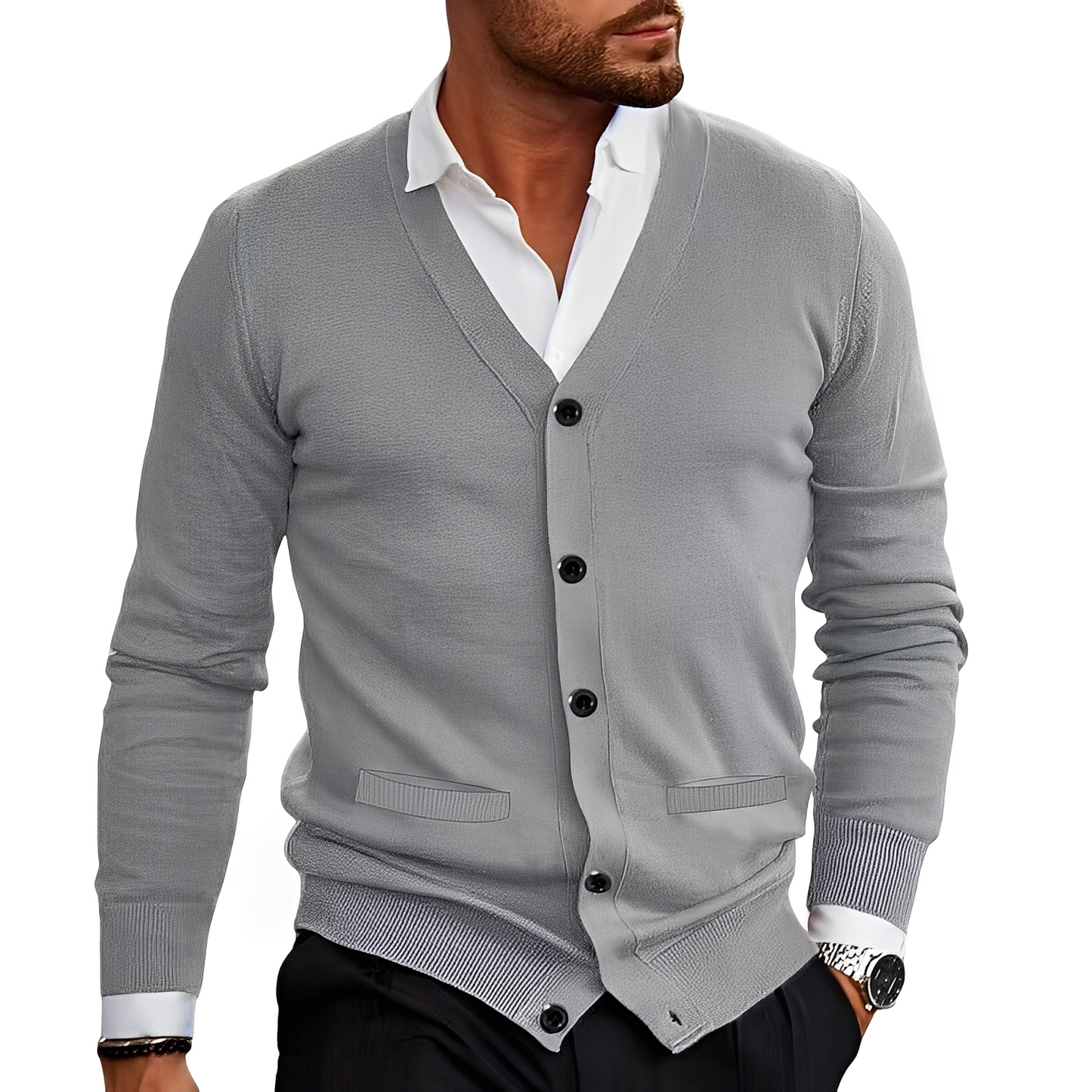 Kyler - Elegantní cardigan s knoflíkovou légou pro muže