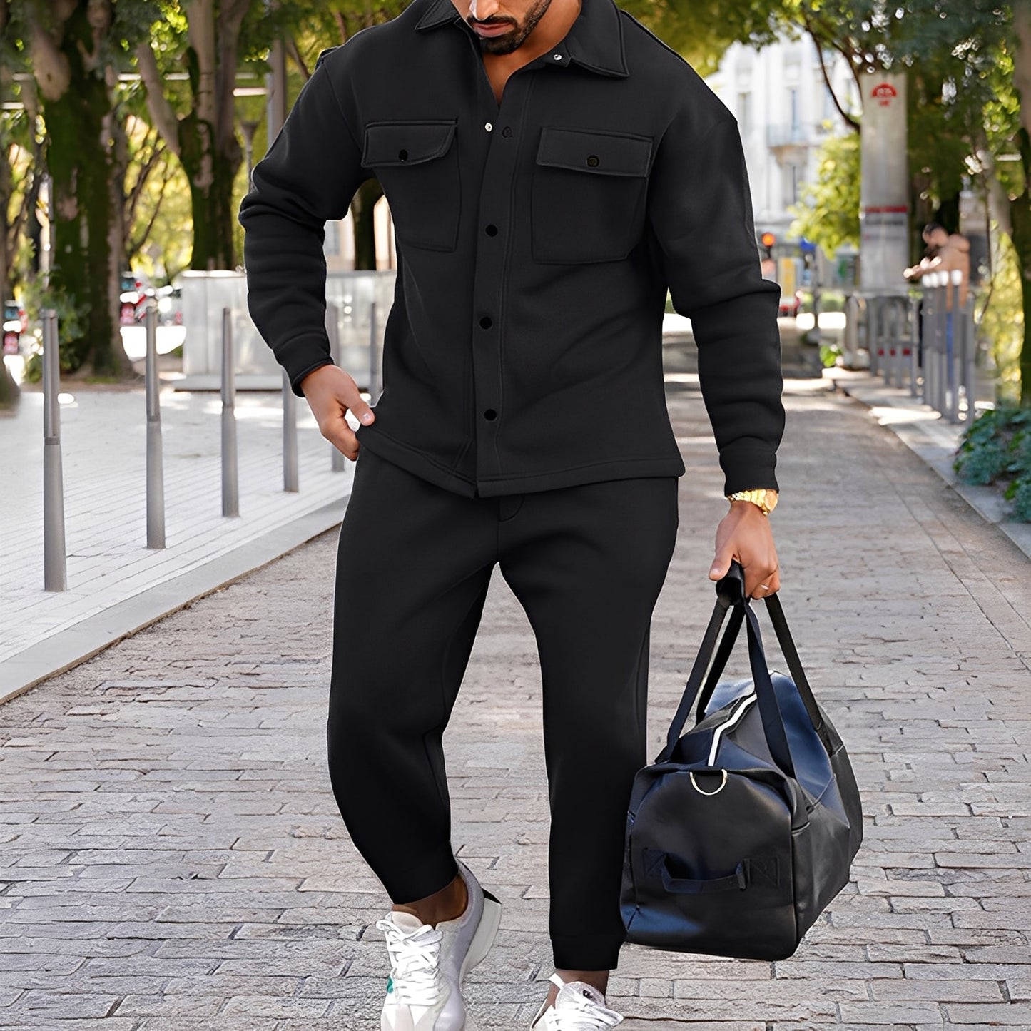 Kent - Lehké Slim-Fit Set z Hemdem a Kalhotami pro Muže