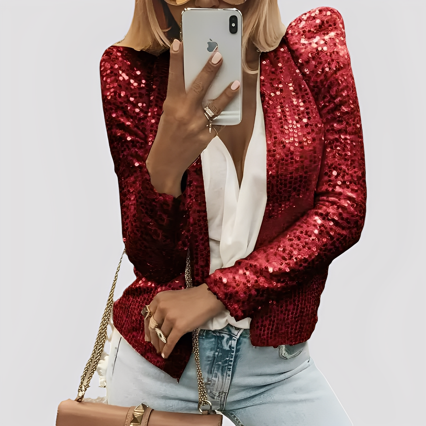 Shannen - Stylový sako s třpytkami pro dámy