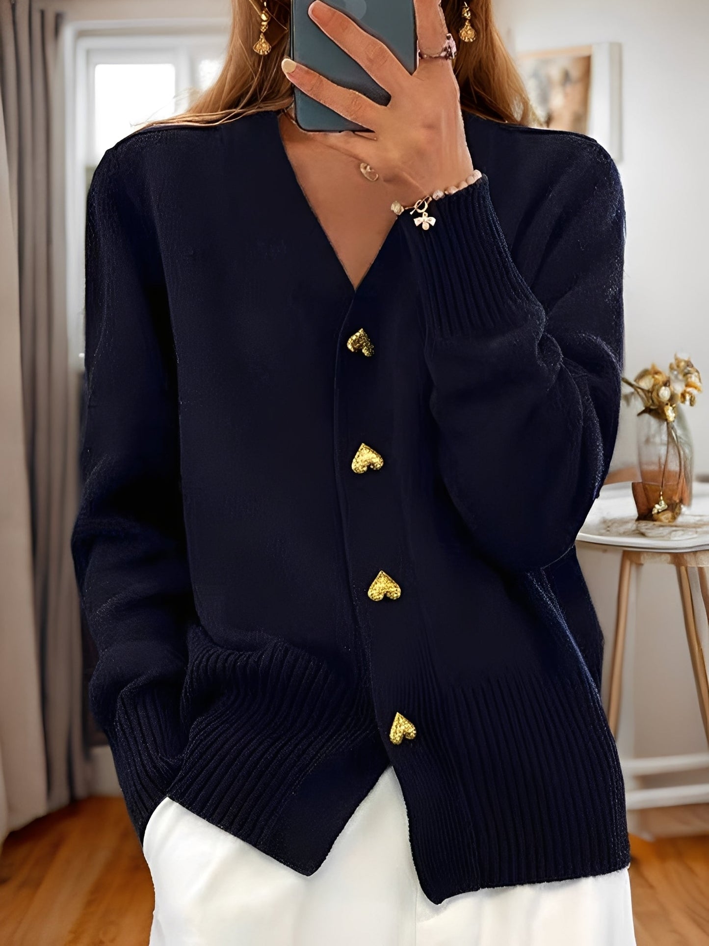 Annalee - Stylový cardigan s knoflíky lásky pro dámy