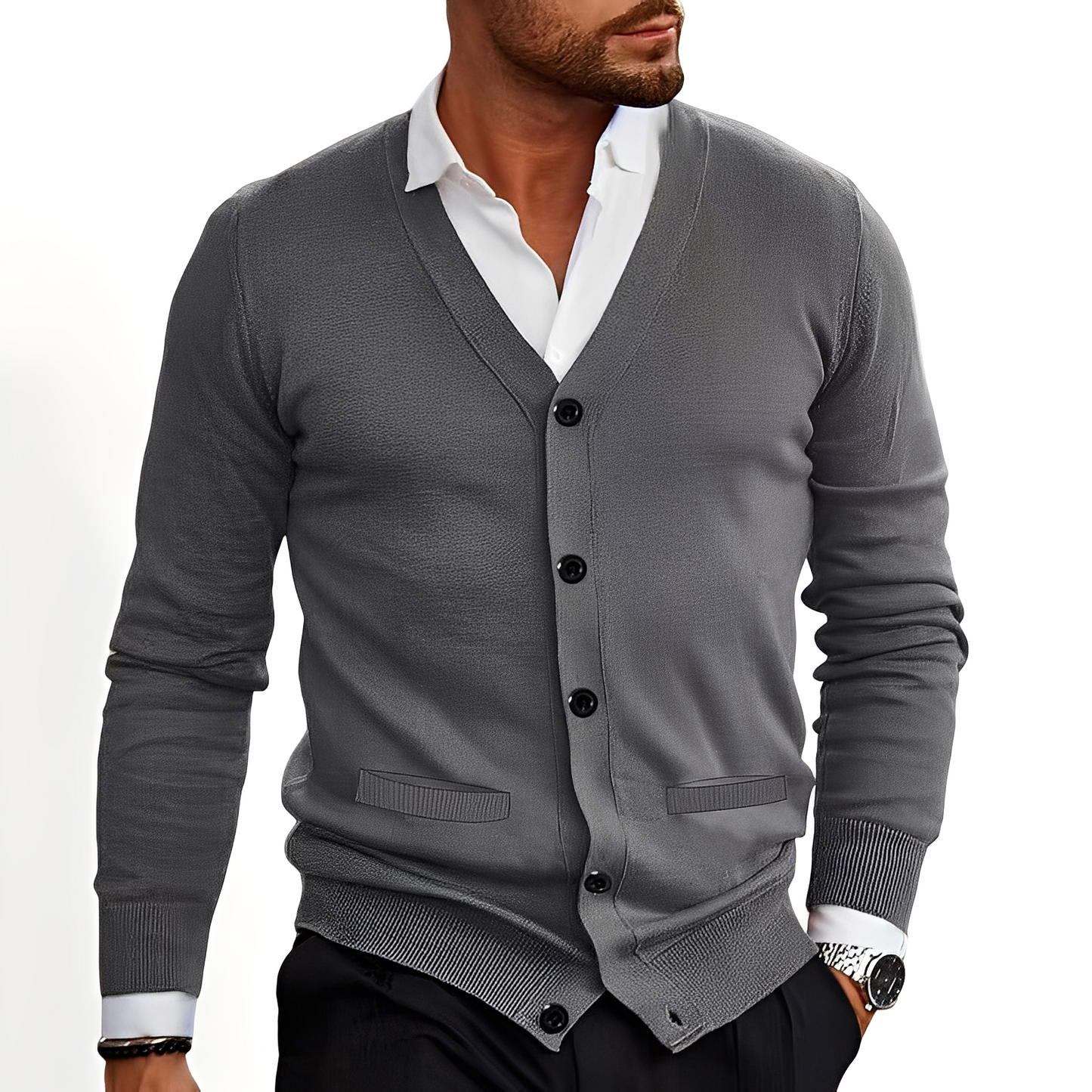 Kyler - Elegantní cardigan s knoflíkovou légou pro muže