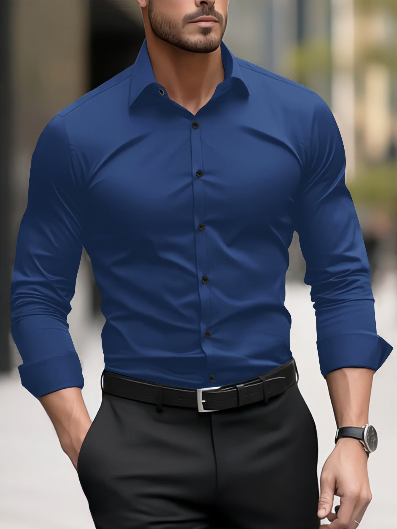 Thomas - Ležérní business košile s reverem pro muže
