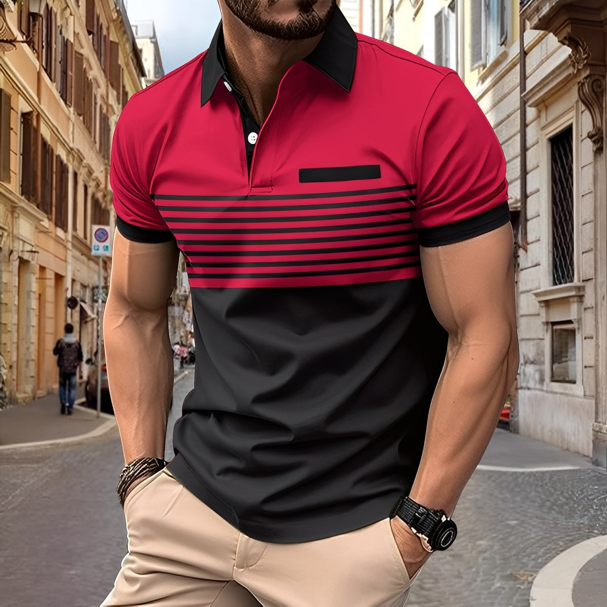 Rayden - Stylové pruhované polo tričko pro muže