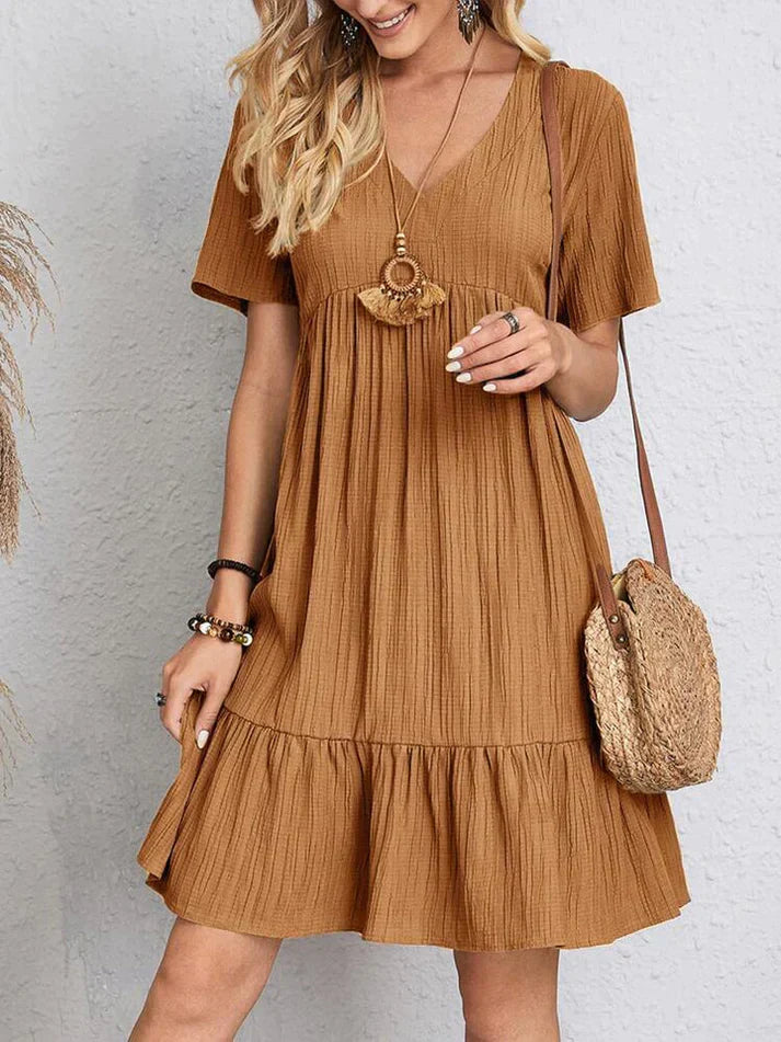 Julia - Šaty V-Neck Ženský a Plynulý