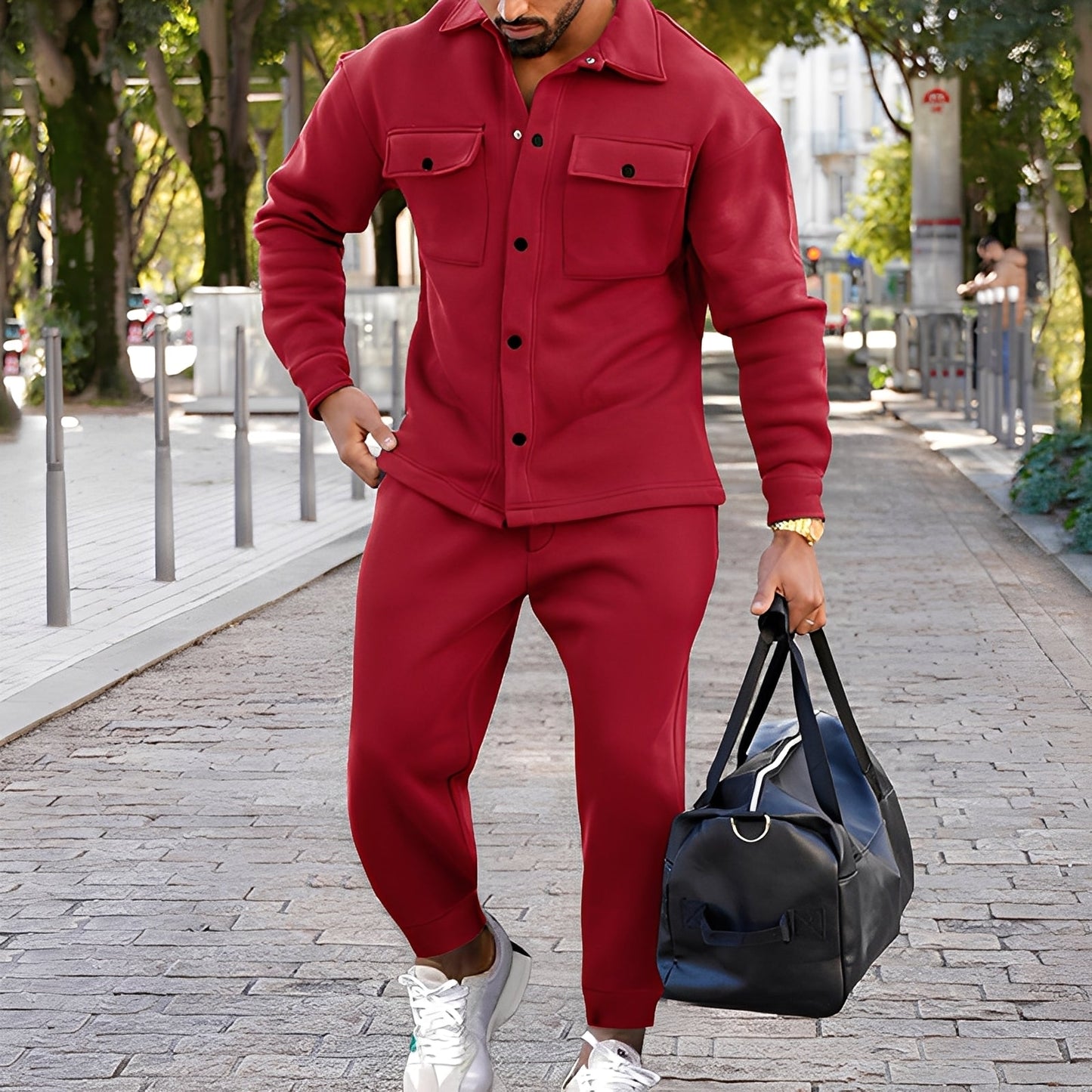 Kent - Lehké Slim-Fit Set z Hemdem a Kalhotami pro Muže