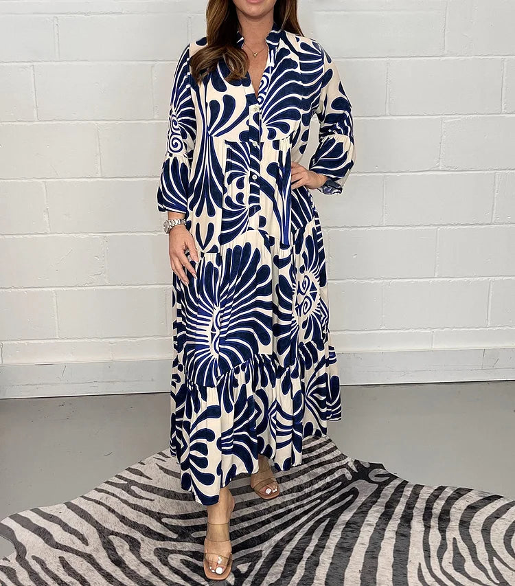 Petra - Elegantní Roba Maxi s Knoflíky