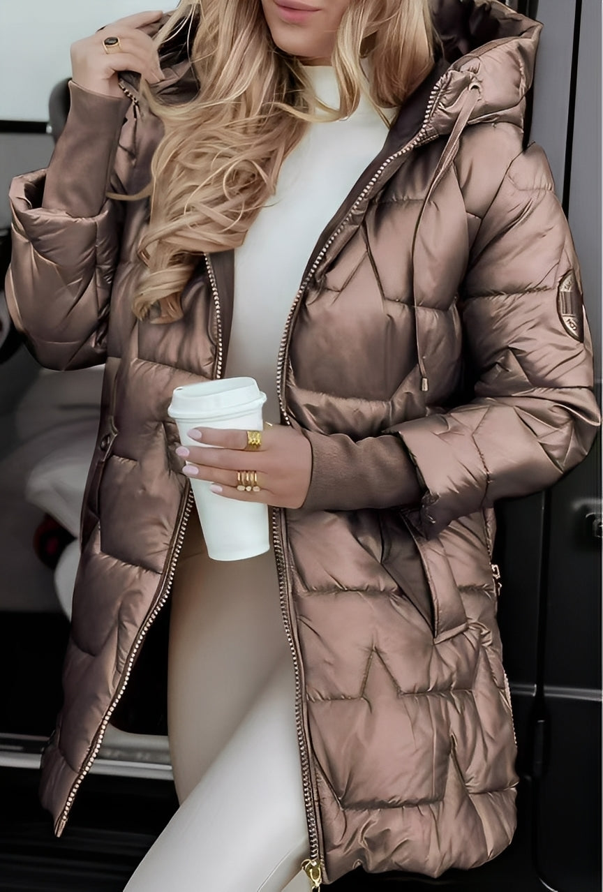 Georgina - Elegantní péřová bunda s kapucí pro dámy