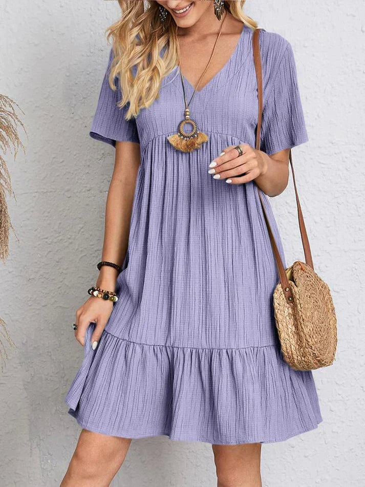 Julia - Šaty V-Neck Ženský a Plynulý
