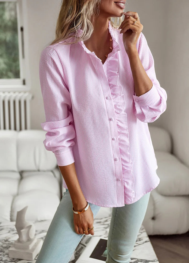 Bridgette - Stylová blůzka s volánkovými pruhy pro dámy