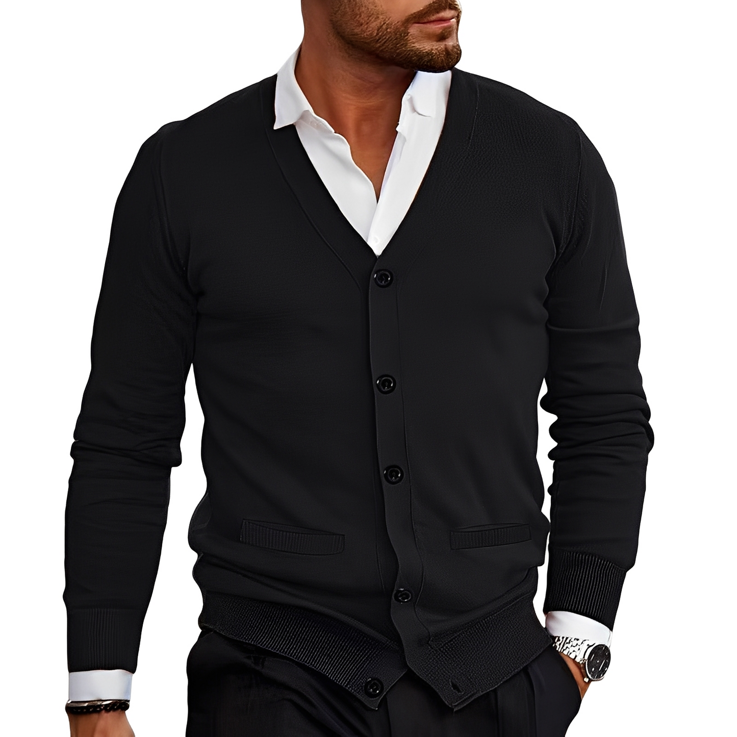 Kyler - Elegantní cardigan s knoflíkovou légou pro muže
