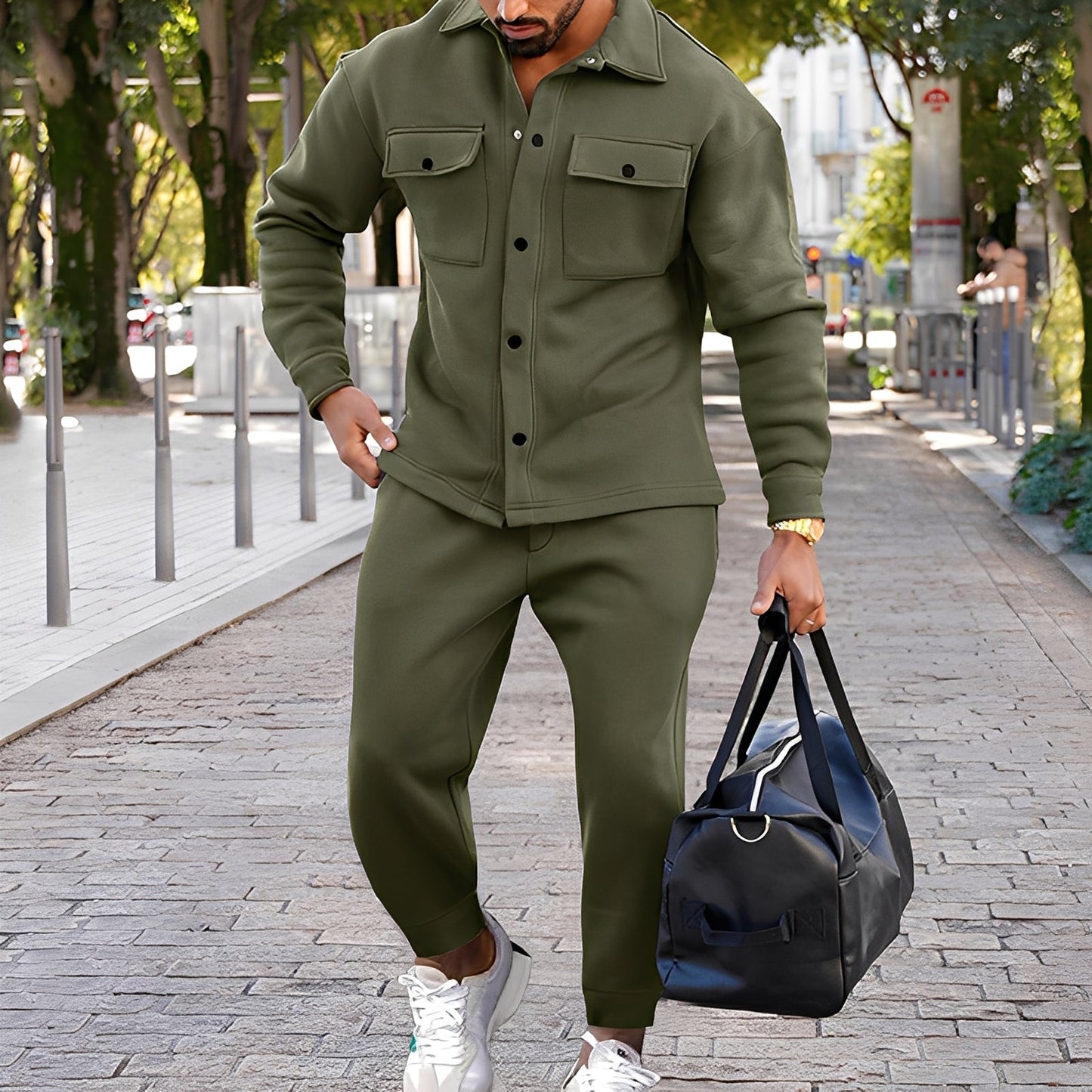 Kent - Lehké Slim-Fit Set z Hemdem a Kalhotami pro Muže