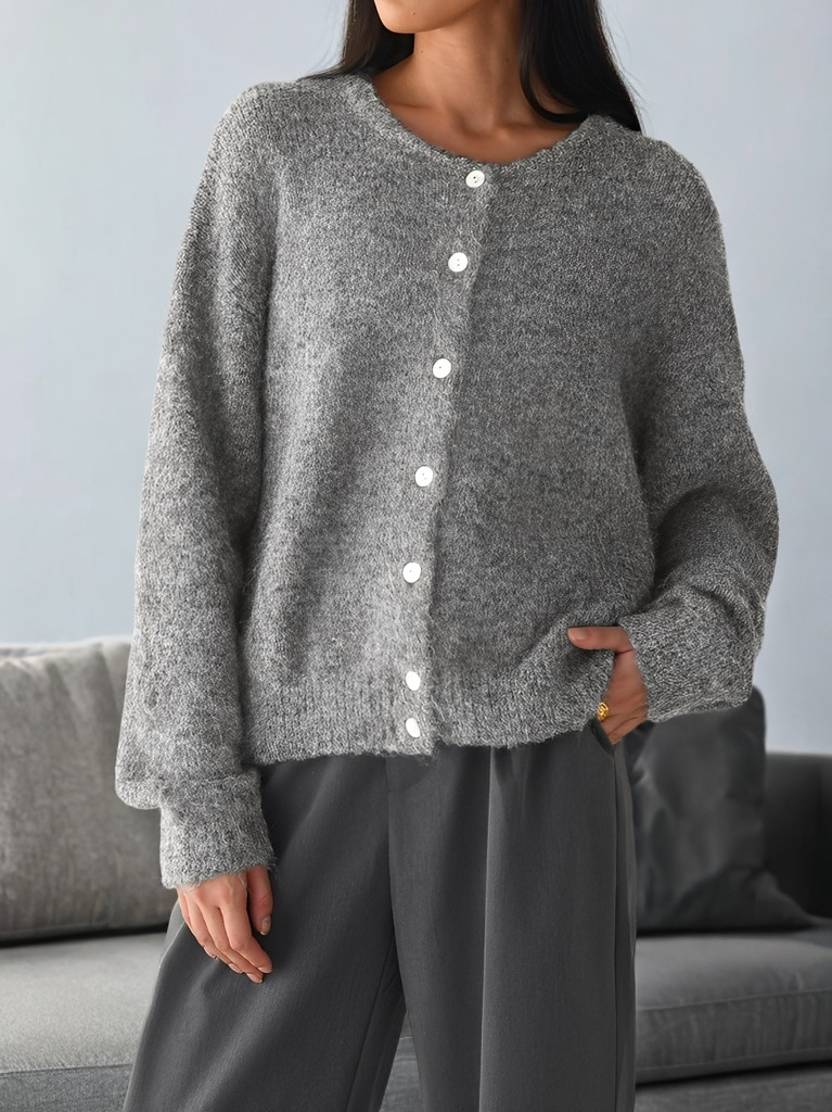 Rowena - Vintage-vlněný kabát s knoflíky pro dámy