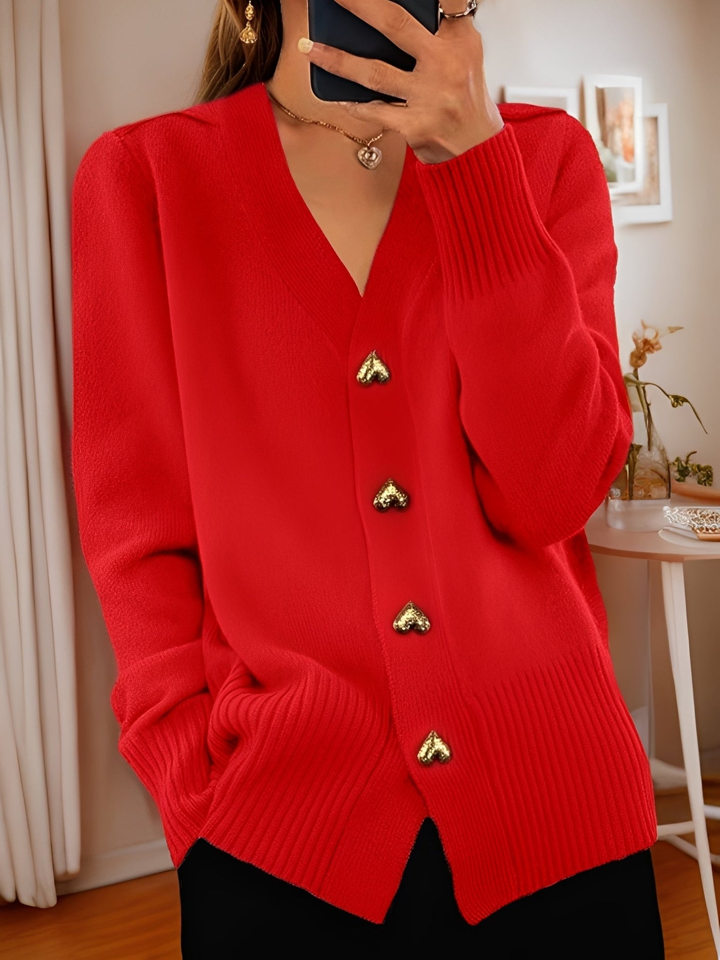 Annalee - Stylový cardigan s knoflíky lásky pro dámy