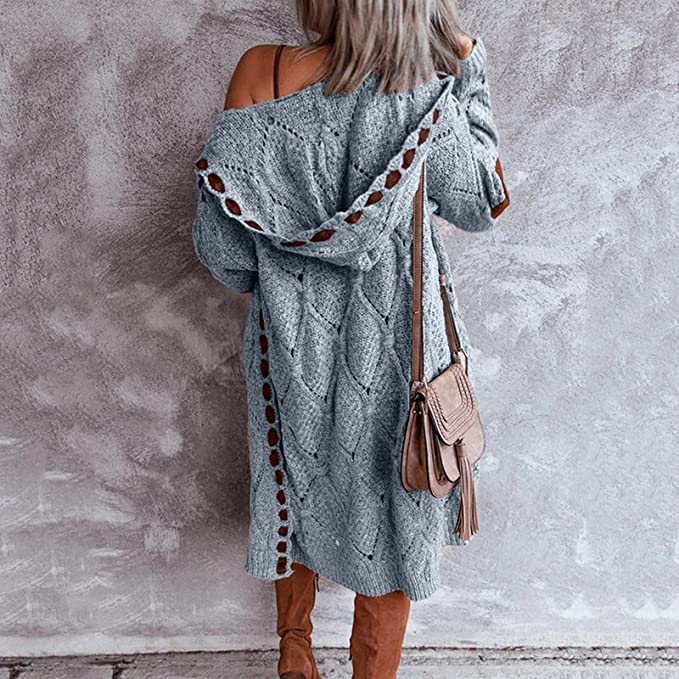 Alana - Elegantní Dlouhý Cardigan s Kapucí