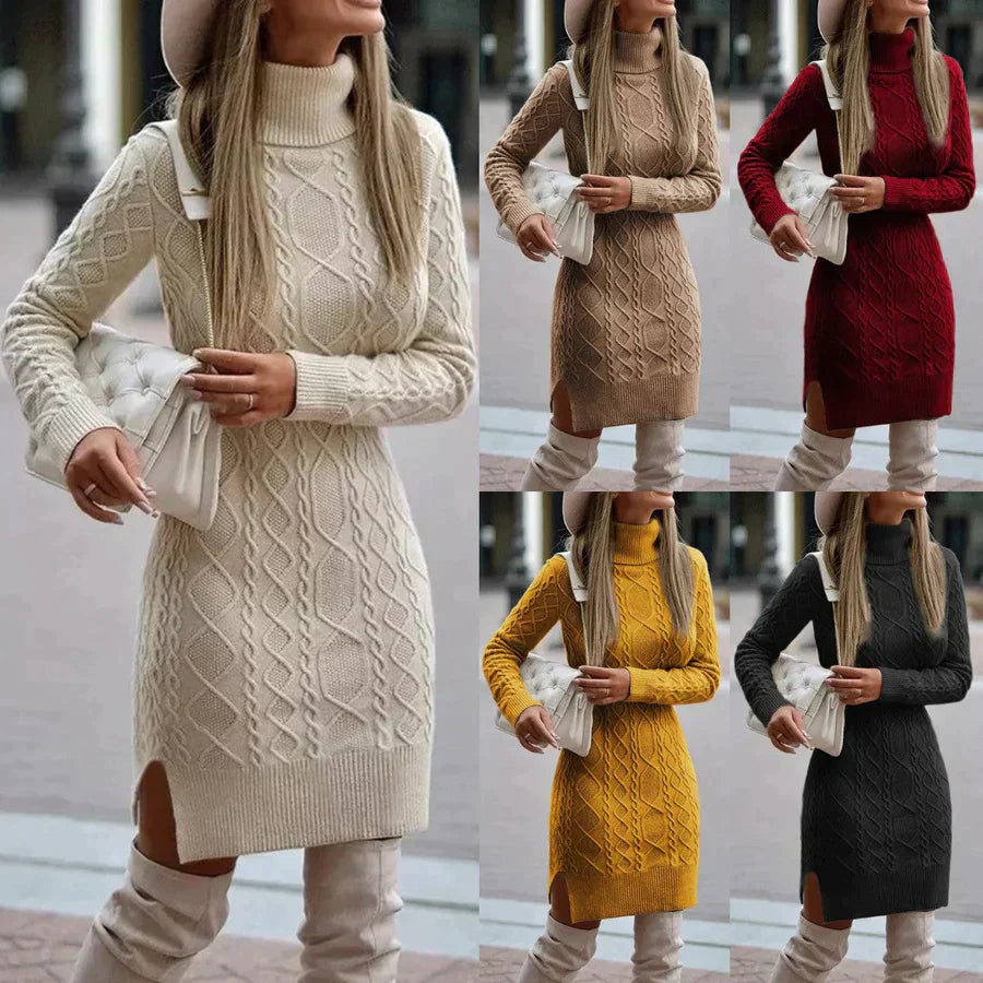 Zylia - Elegantní zimní pletené šaty elegantní