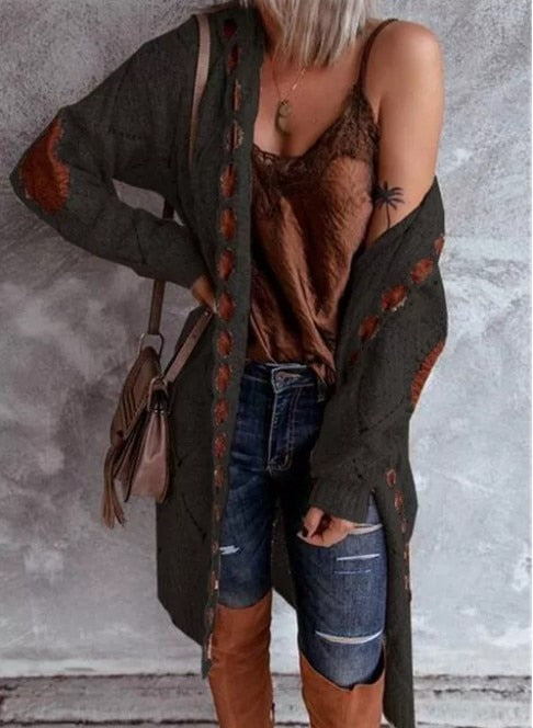 Alana - Elegantní Dlouhý Cardigan s Kapucí