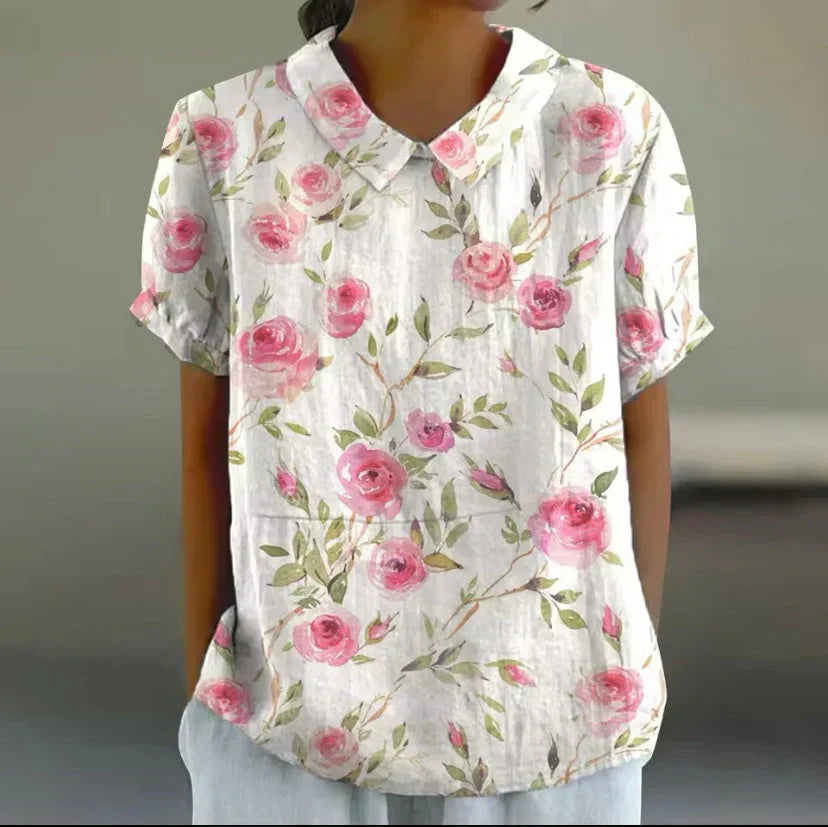 Shira - Elegantní dámská lněná košile s rybím potiskem