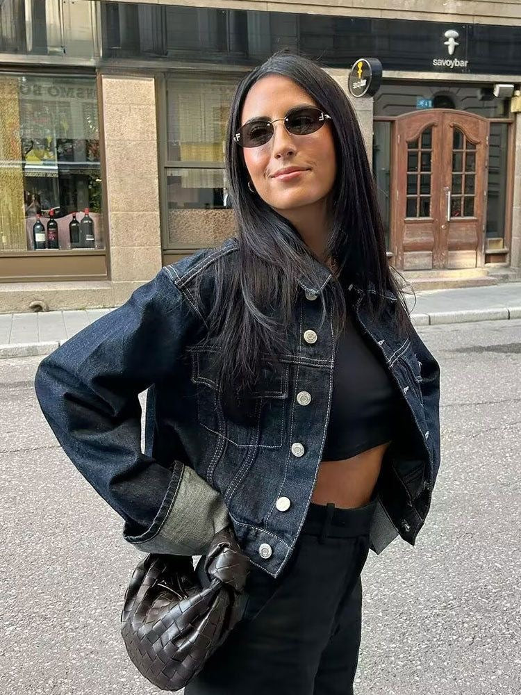 Clara – Souprava Denim s Trucker Bundou & Vysokým Pasem Džíny