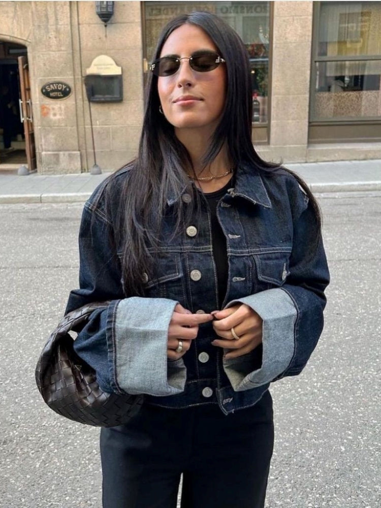 Clara – Souprava Denim s Trucker Bundou & Vysokým Pasem Džíny