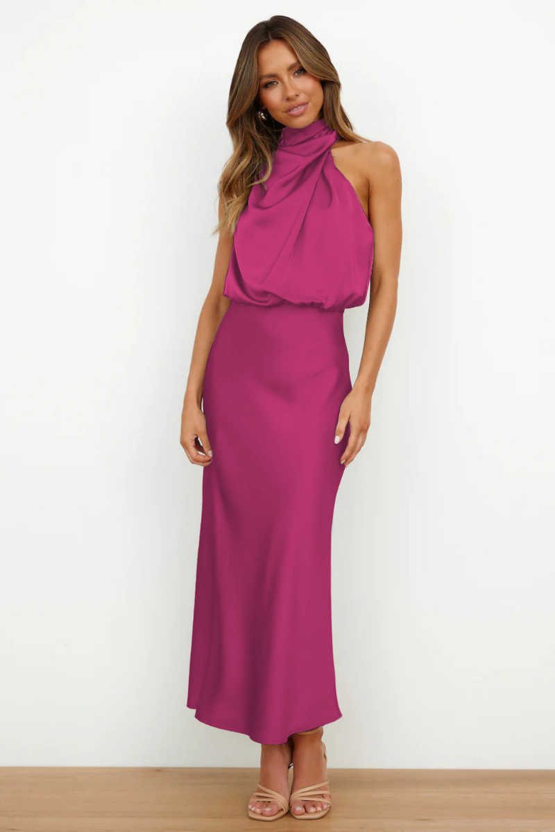 Elianna – Elegantní midi šaty s asymetrickým výstřihem