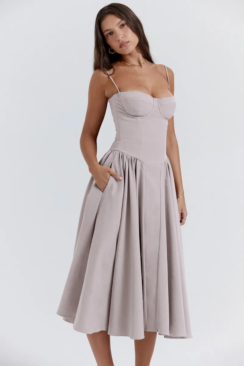 Jutte - Dámské bezrukávové midikleid