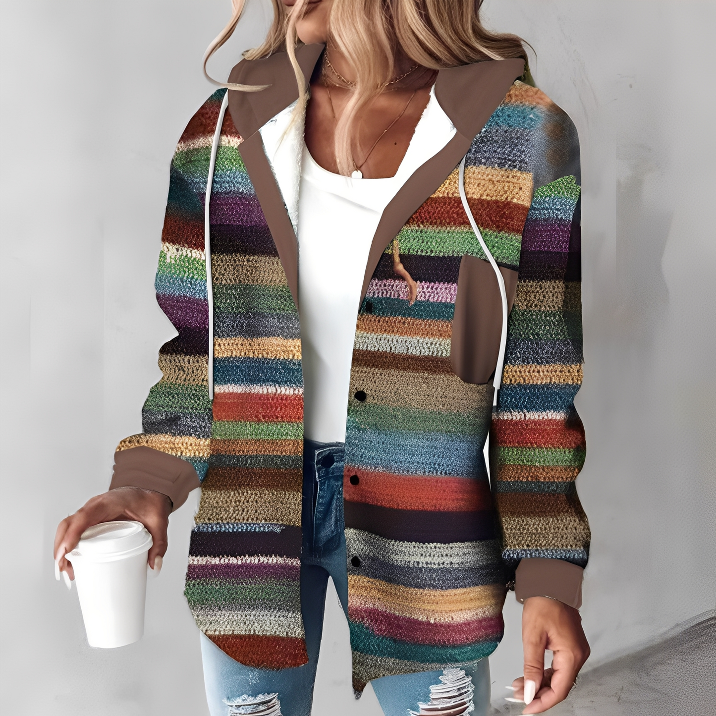 Martina - Ležérní vlněná bunda s kapucí pro ženy