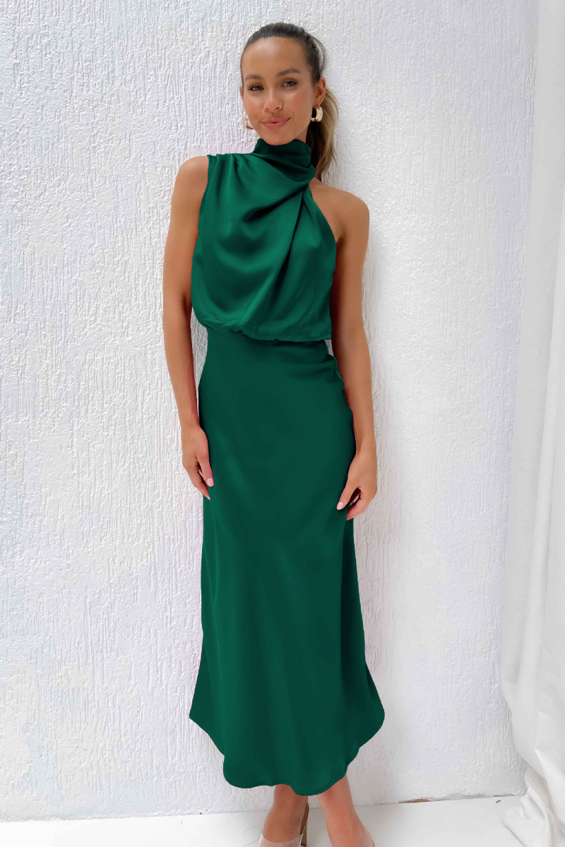 Elianna – Elegantní midi šaty s asymetrickým výstřihem