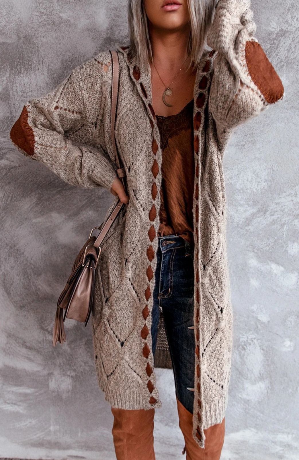 Alana - Elegantní Dlouhý Cardigan s Kapucí