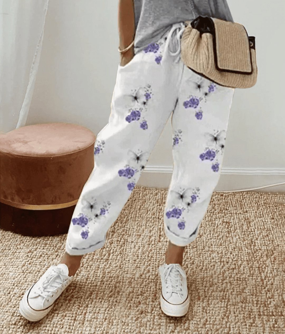 Bella – Stylové kalhoty z bavlněno-lněné směsi