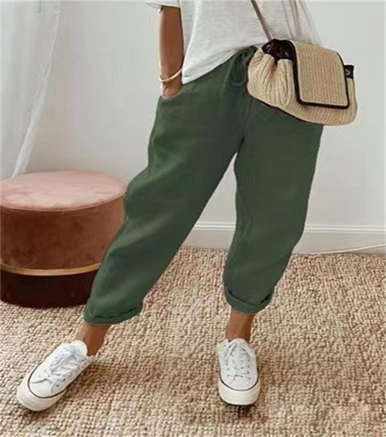 Bella – Stylové kalhoty z bavlněno-lněné směsi