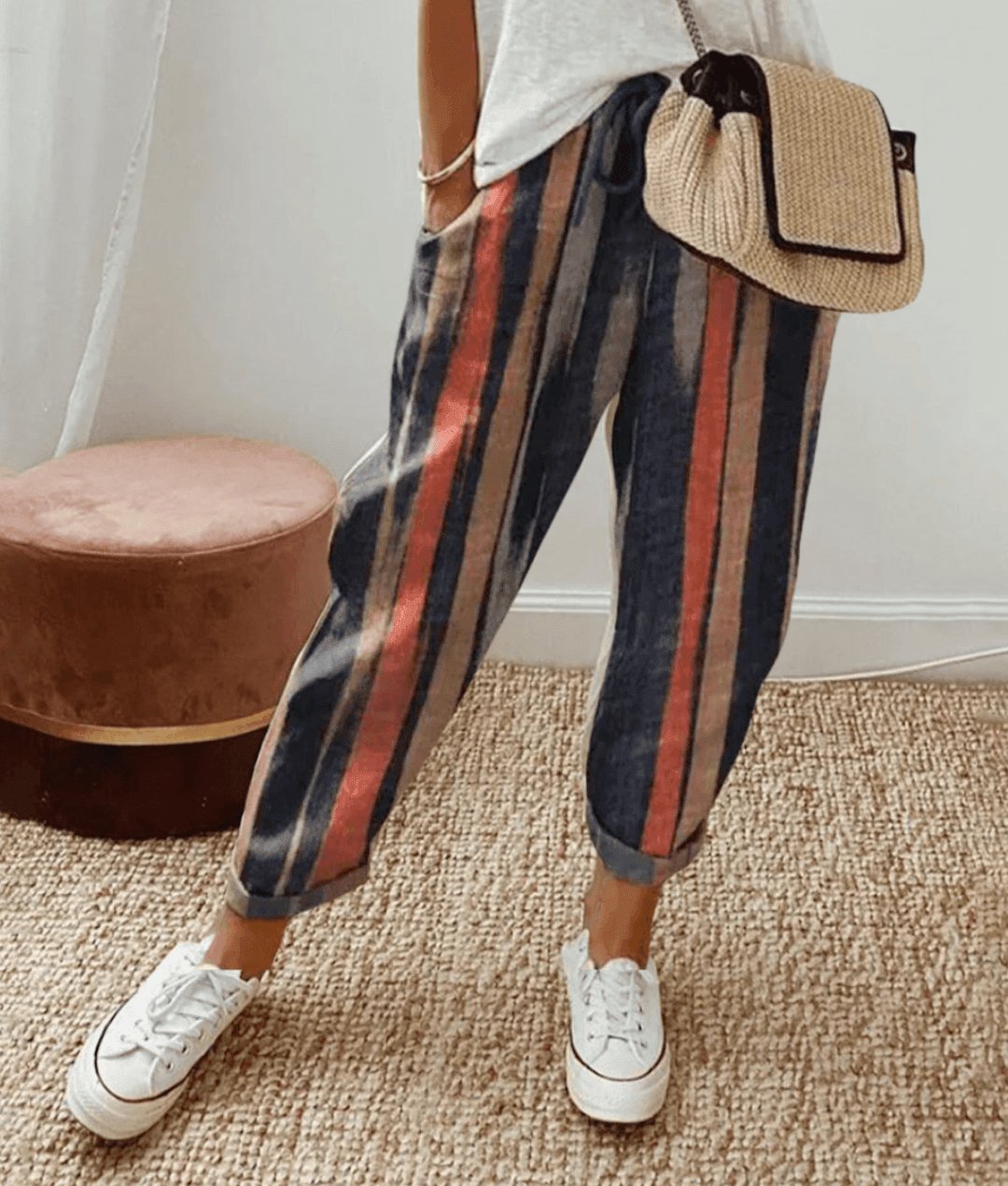 Bella – Stylové kalhoty z bavlněno-lněné směsi