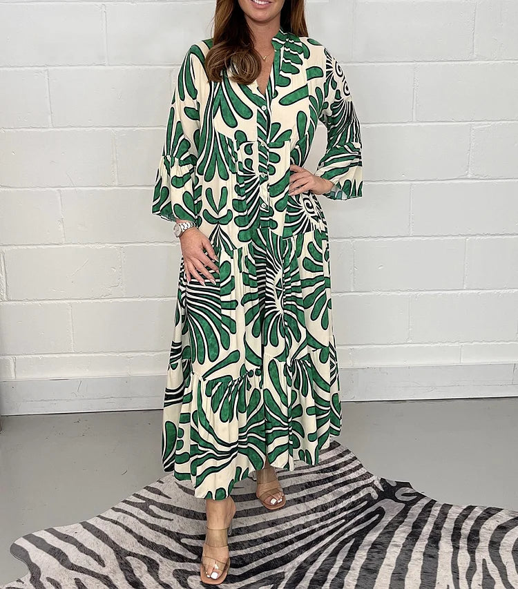 Petra - Elegantní Roba Maxi s Knoflíky