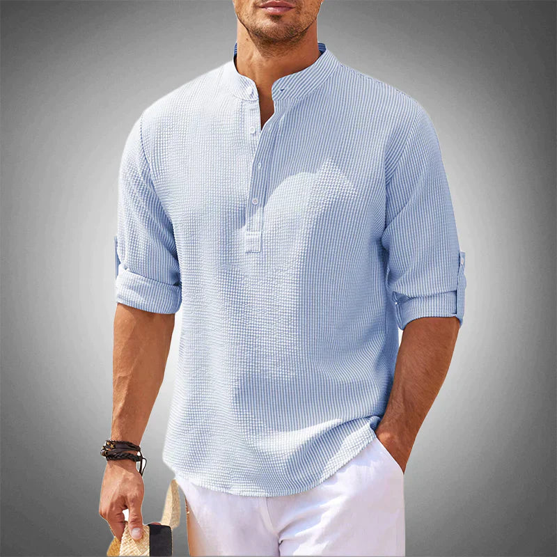 Michael - Pánské Ležérní Henley Košile Lehká & Prodyšná