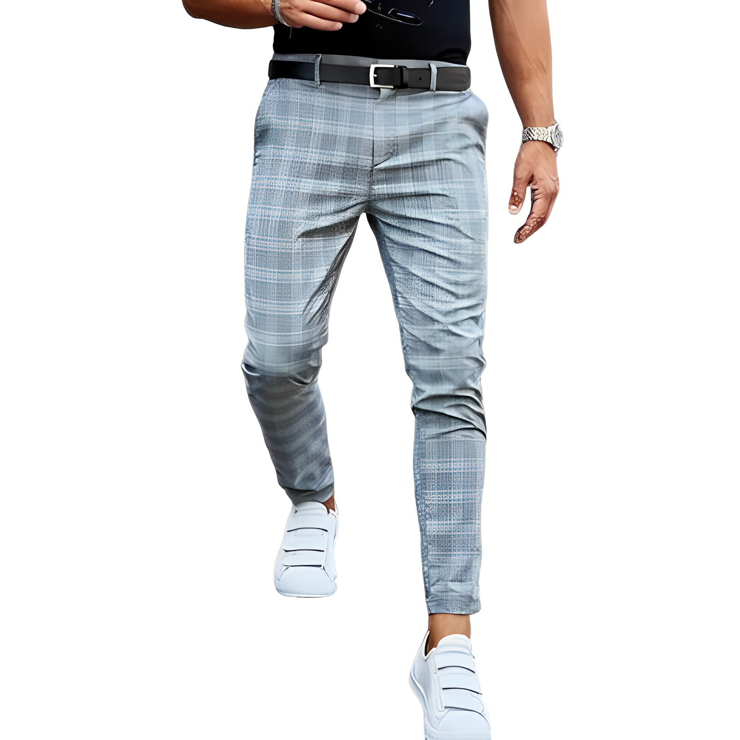 Deacon - Ležérní Slim-Fit kalhoty s kostkovaným vzorem pro muže