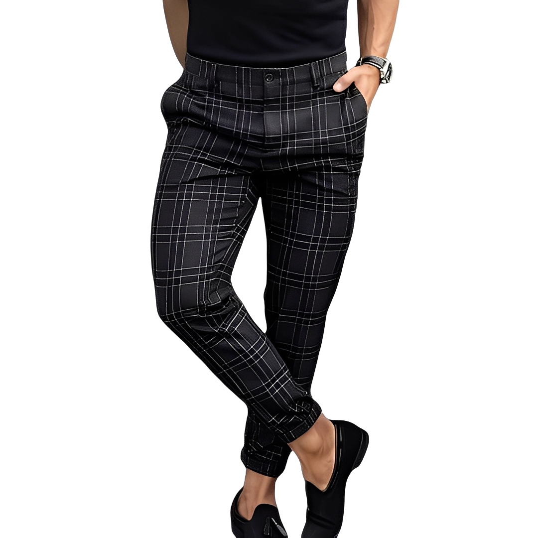 Deacon - Ležérní Slim-Fit kalhoty s kostkovaným vzorem pro muže