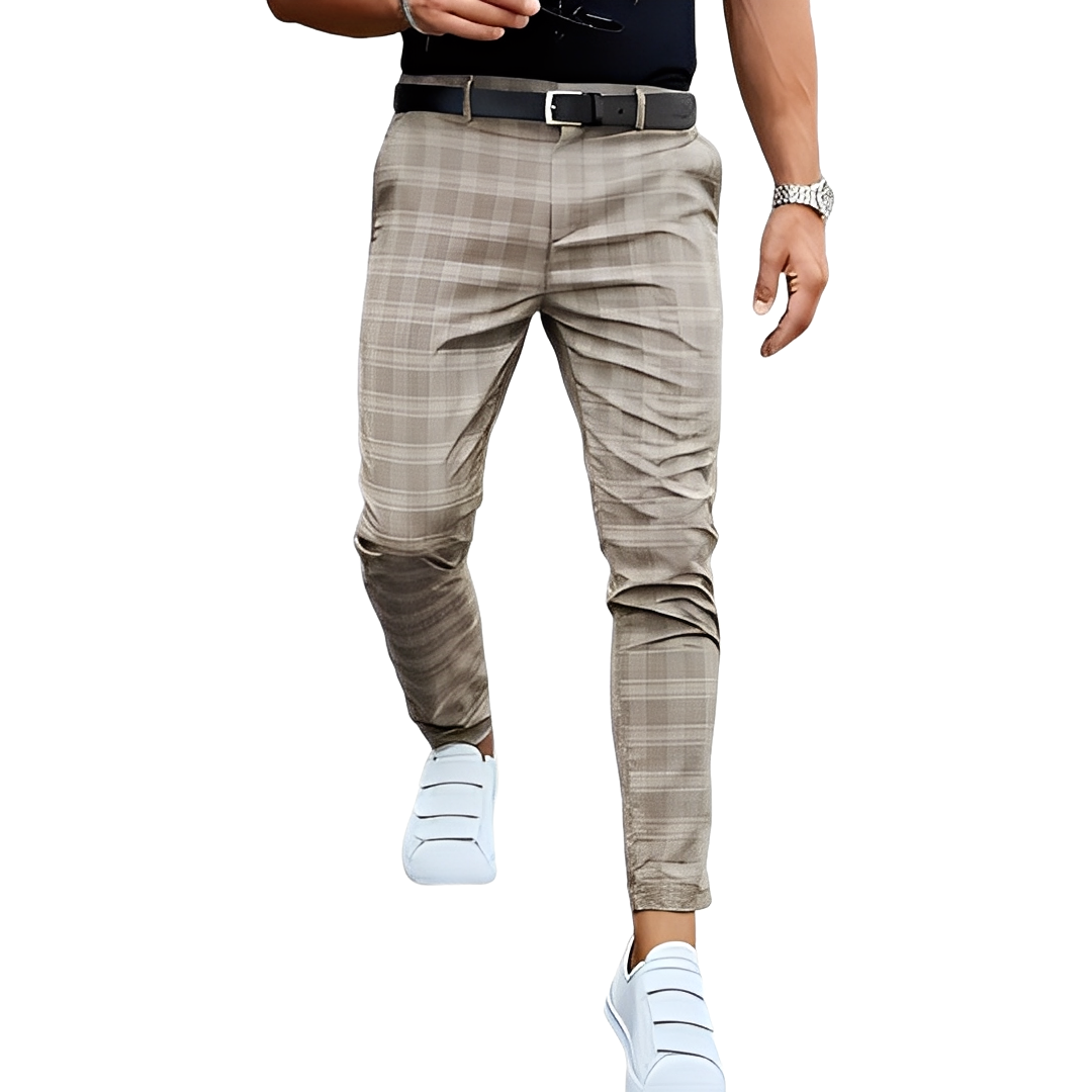 Deacon - Ležérní Slim-Fit kalhoty s kostkovaným vzorem pro muže
