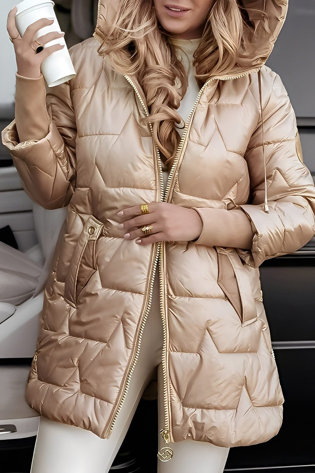 Georgina - Elegantní péřová bunda s kapucí pro dámy