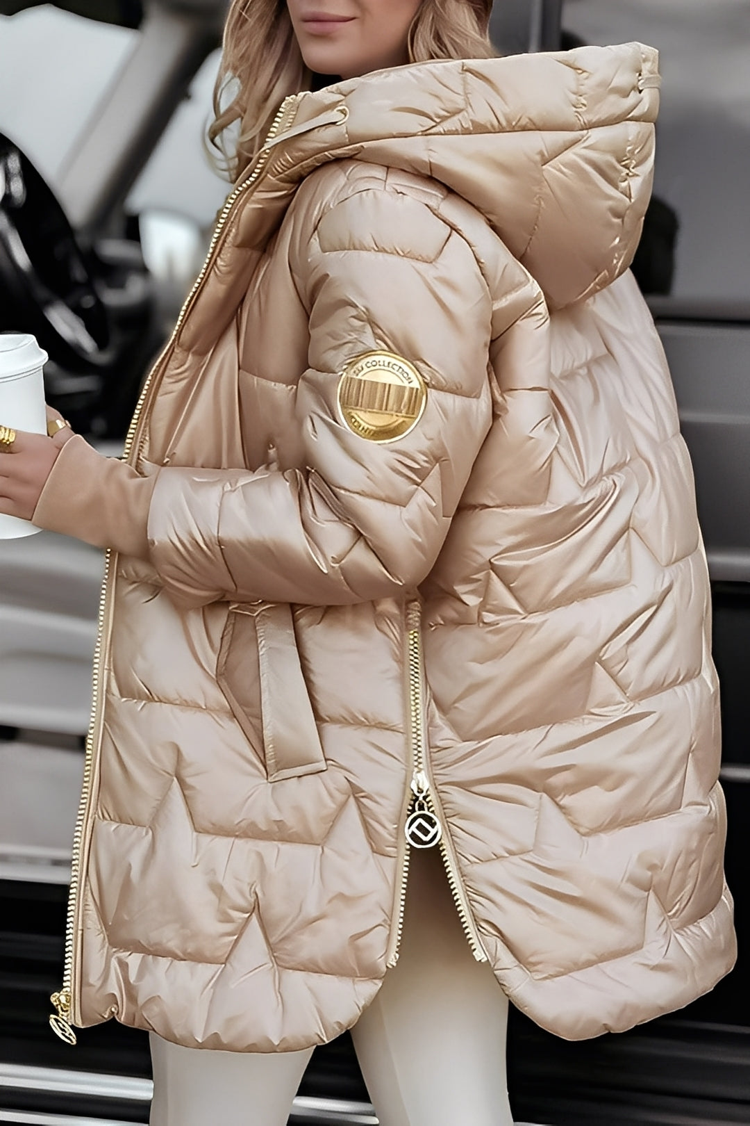 Georgina - Elegantní péřová bunda s kapucí pro dámy