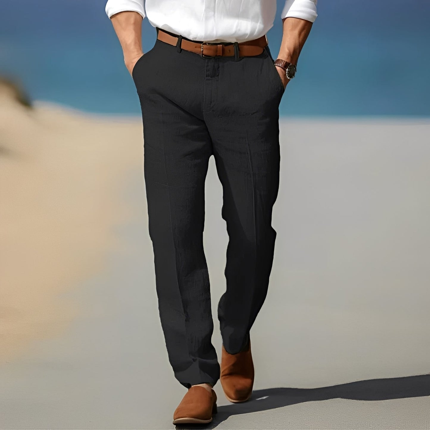 Trent - Ležérní, elegantní lněné kalhoty pro muže