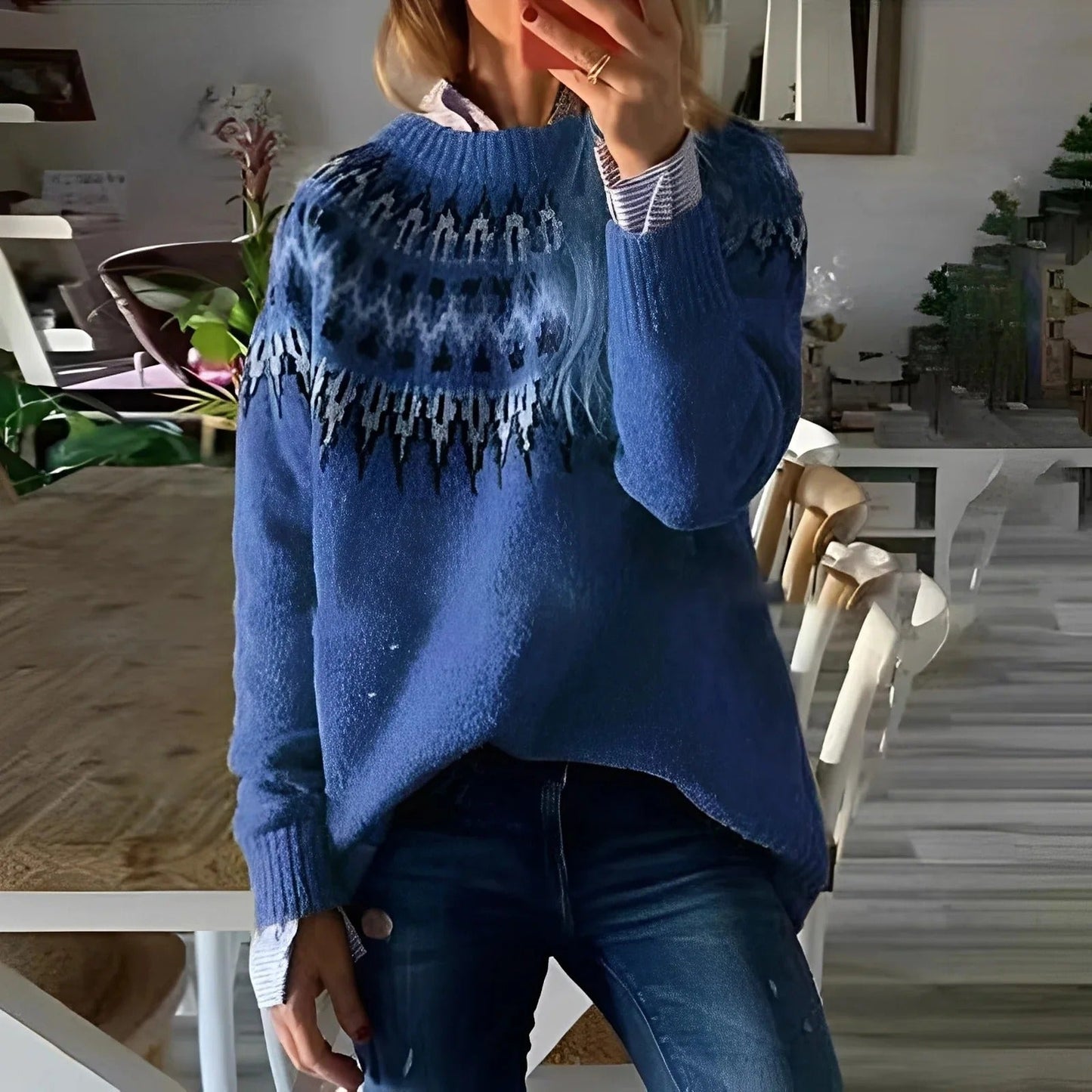 Holly - Klasický vlněný svetr s potiskem pro dámy