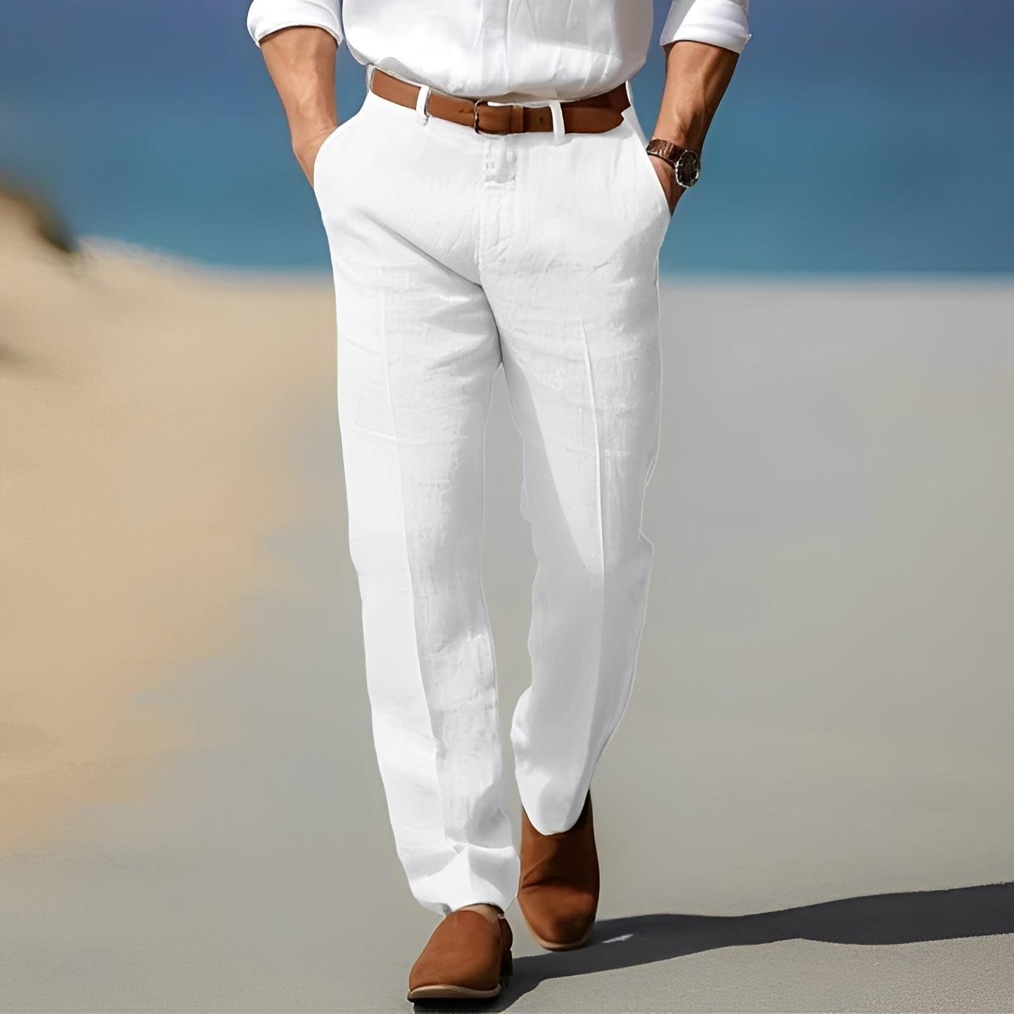Trent - Ležérní, elegantní lněné kalhoty pro muže