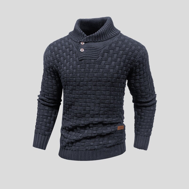 Eldon - Stylový pletený svetr s knoflíky pro muže