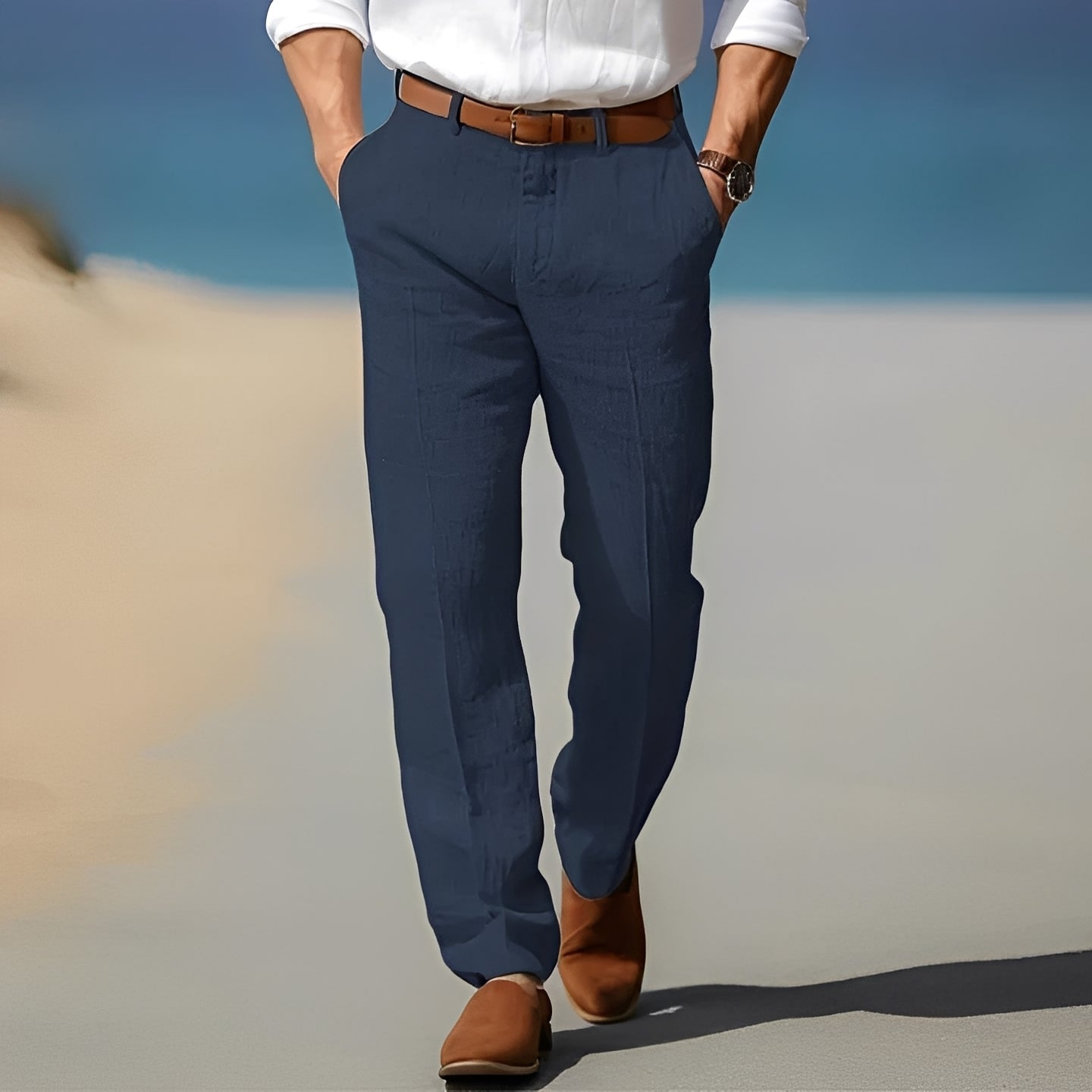 Trent - Ležérní, elegantní lněné kalhoty pro muže