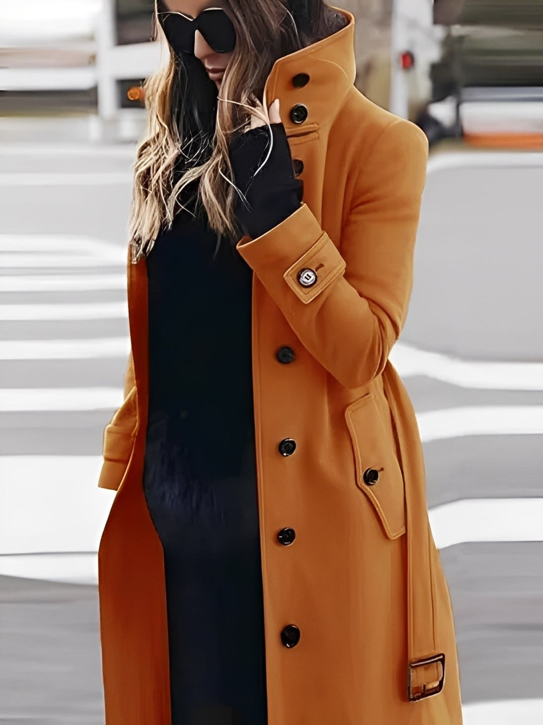 Mikaela - Elegantní, úzký vlněný kabát pro ženy