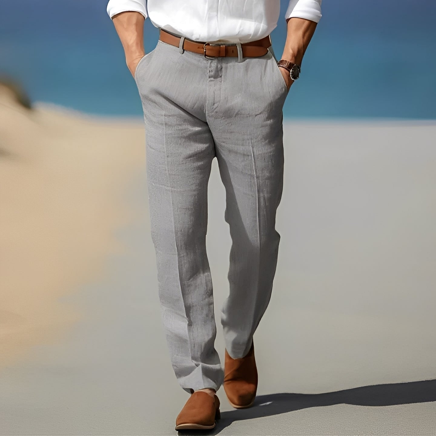 Trent - Ležérní, elegantní lněné kalhoty pro muže