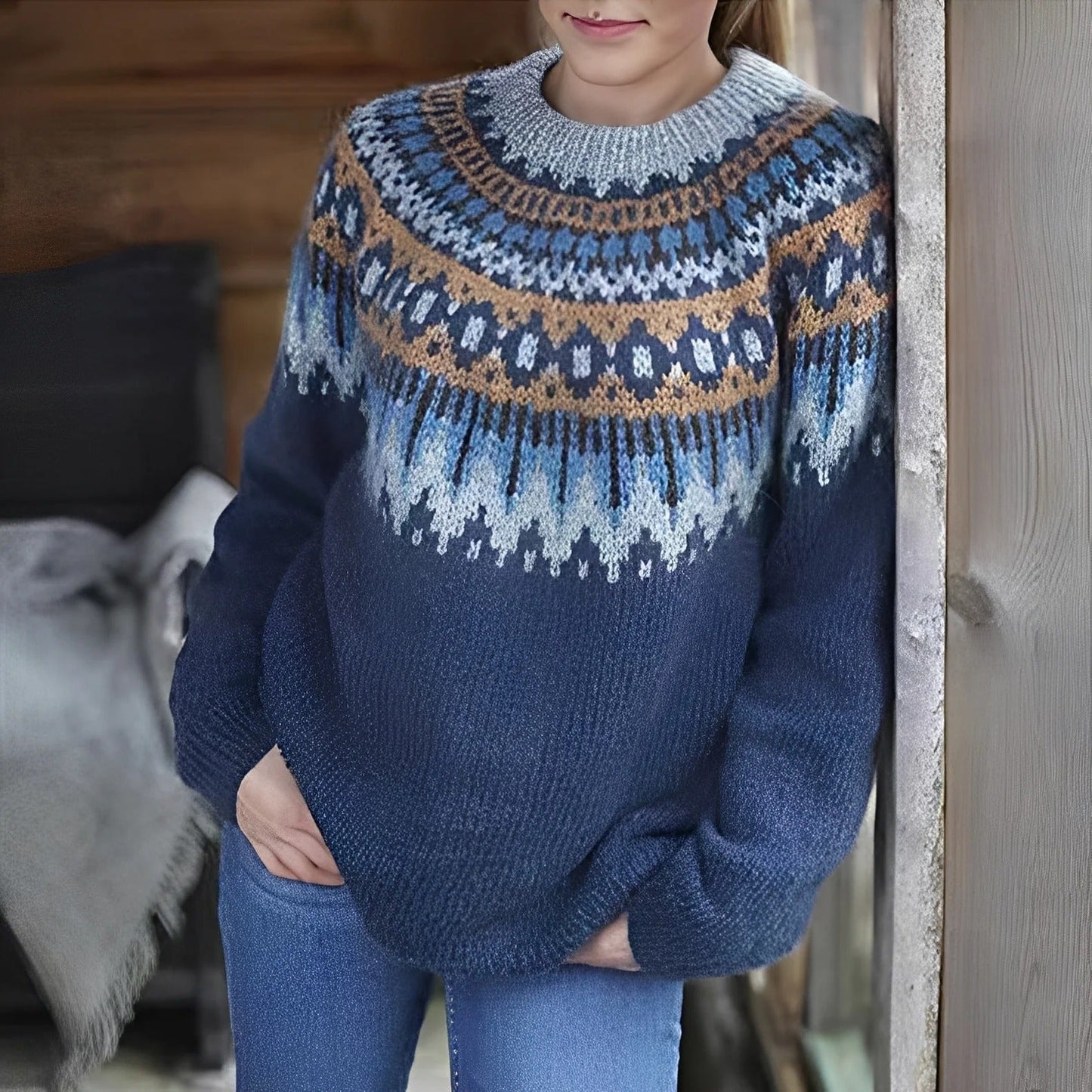 Arline - Jacquard-svetr v islandském stylu pro dámy