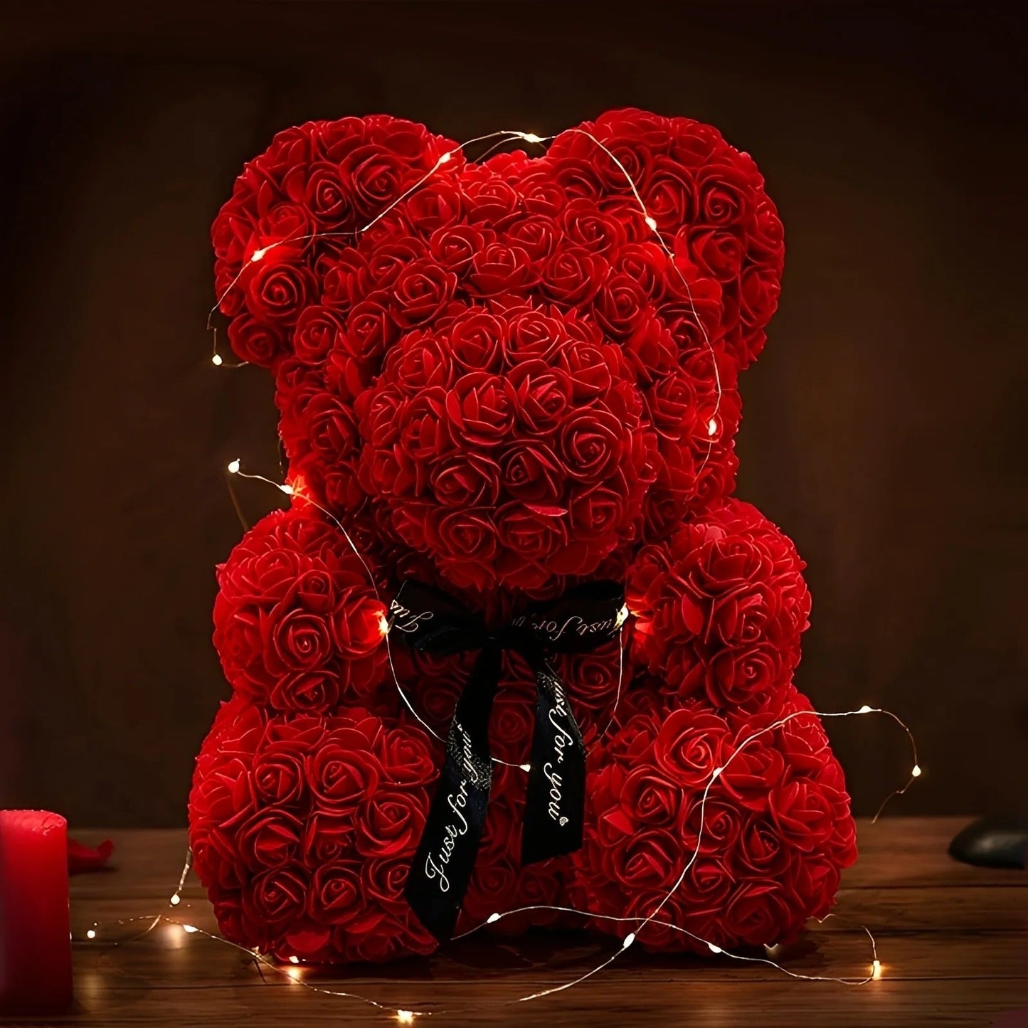 Teddie - Romantický růžový medvídek s LED dárkovou krabicí na Valentýn