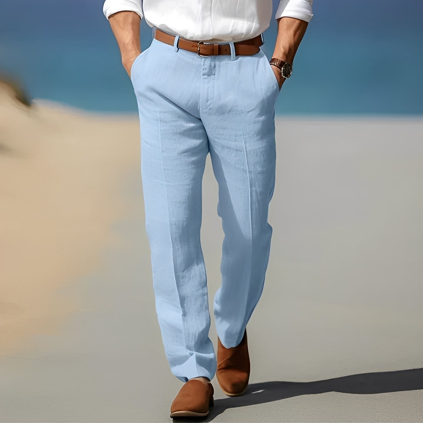 Trent - Ležérní, elegantní lněné kalhoty pro muže