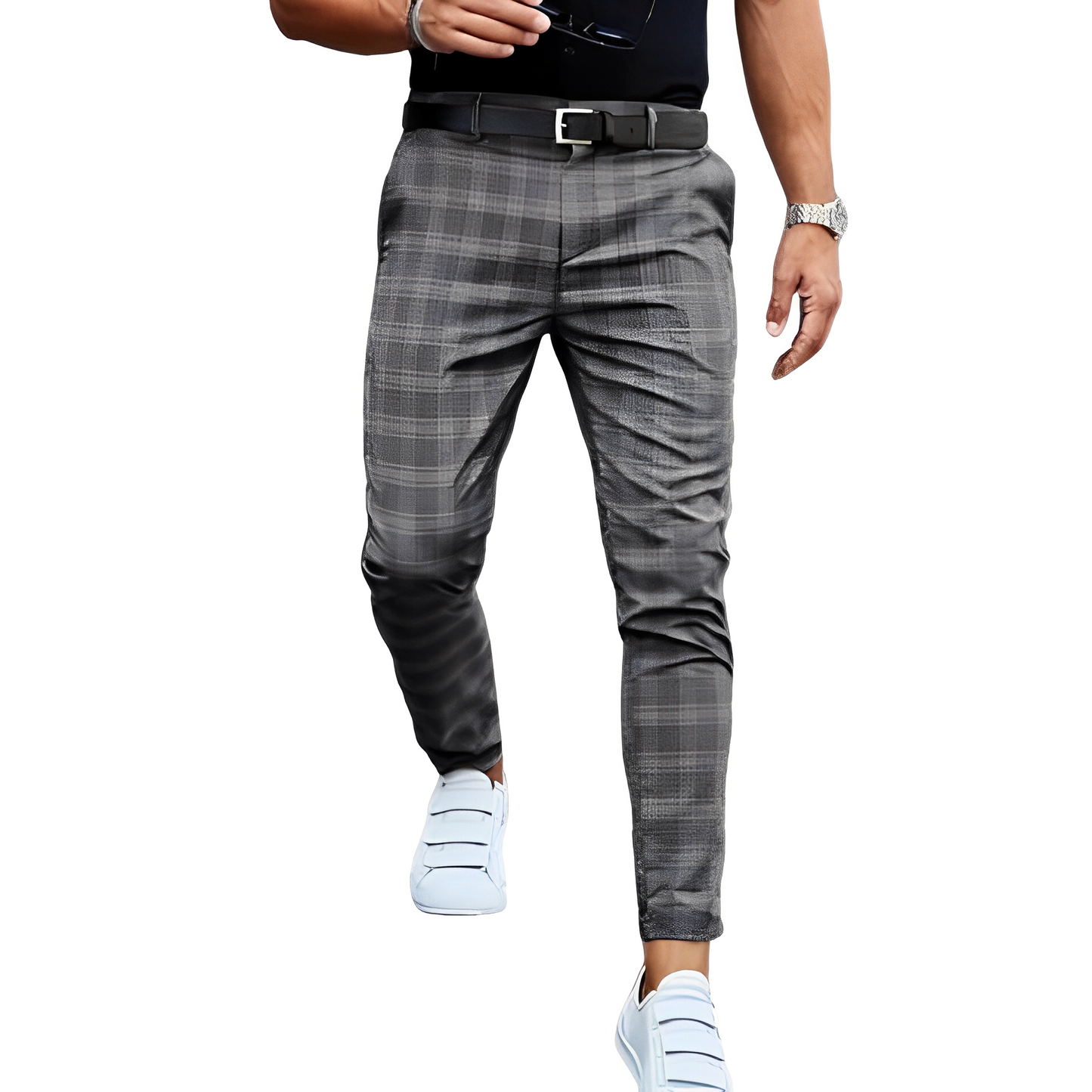 Deacon - Ležérní Slim-Fit kalhoty s kostkovaným vzorem pro muže